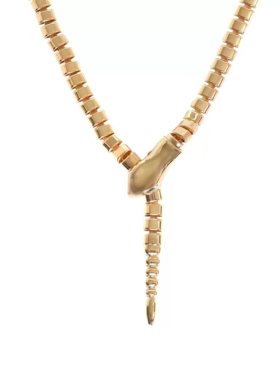 Rubans Voguish Gold plated Serpent Link Textured Statement Necklace 